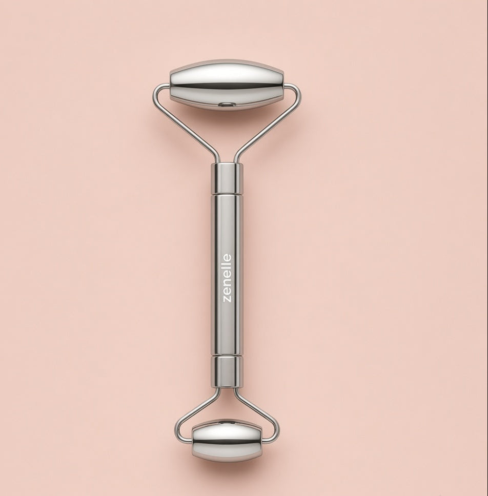 Dual-Ended Stainless Steel Facial Roller & Sculpting Tool