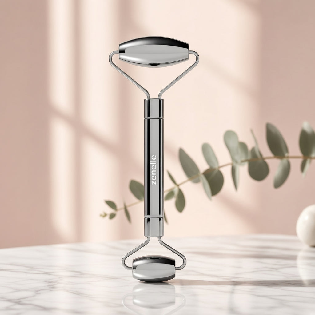 Dual-Ended Stainless Steel Facial Roller & Sculpting Tool